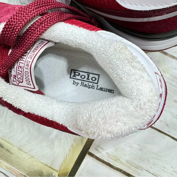 Rare Polo Ralph Lauren Trackster 100 P-Wing Red Sneakers New - Picture 9 of 11